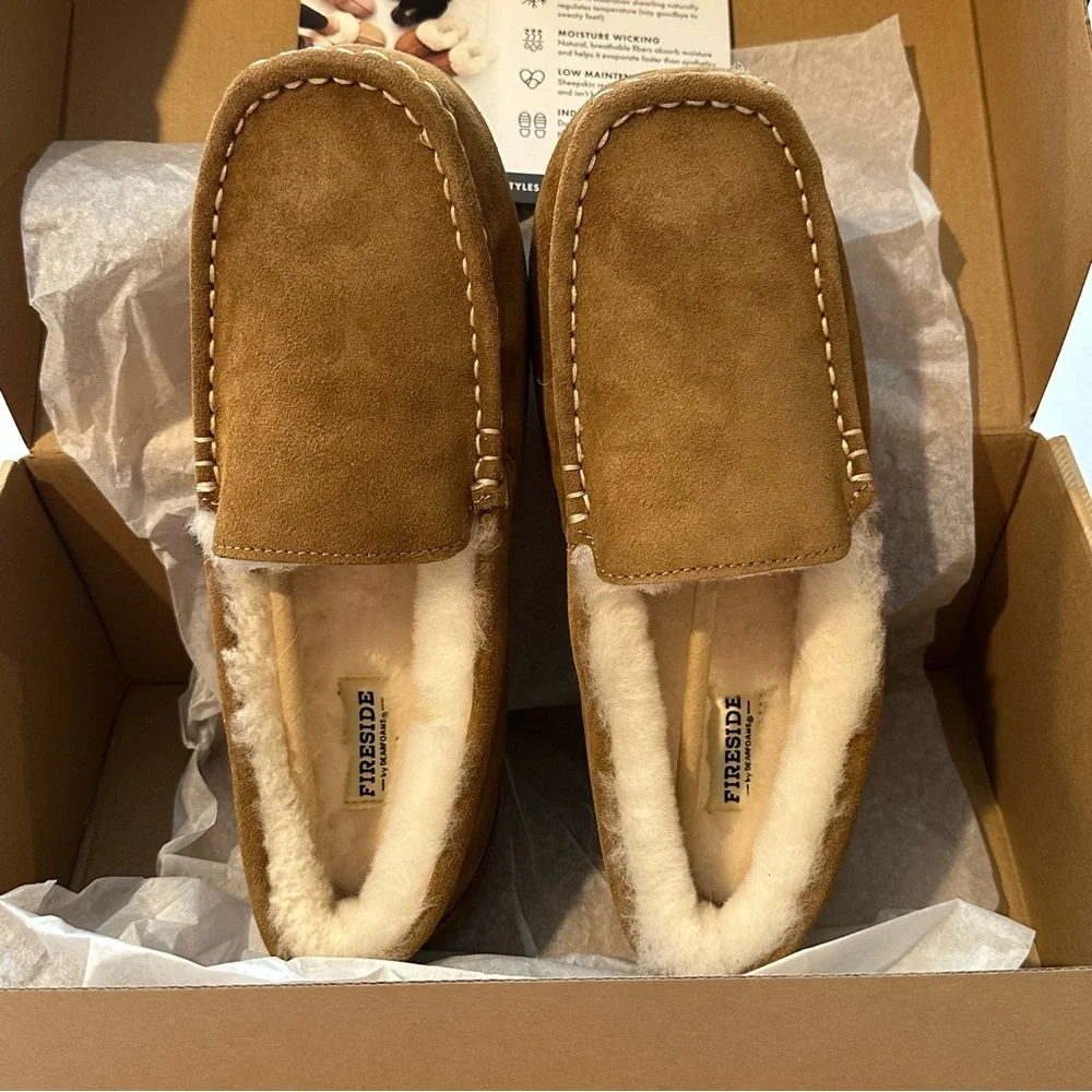 NEW Fireside by Dearfoams Shearling Moccasin Slippers Men’s 10.5
